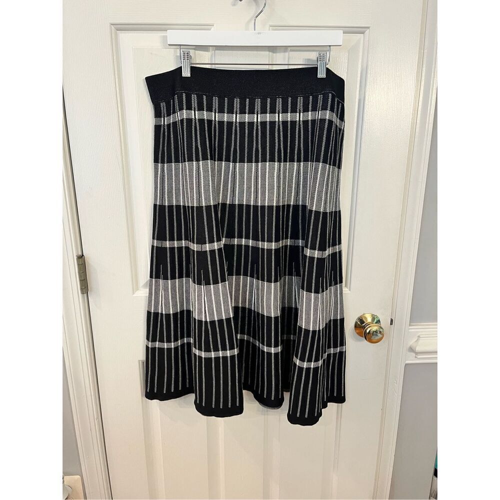 Est. 1846 Black & White Plaid Knit Sweater MIDI Skirt sz 18/20 NWT